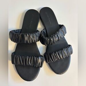Jenni Kayne Black Ruched Slide Sandals